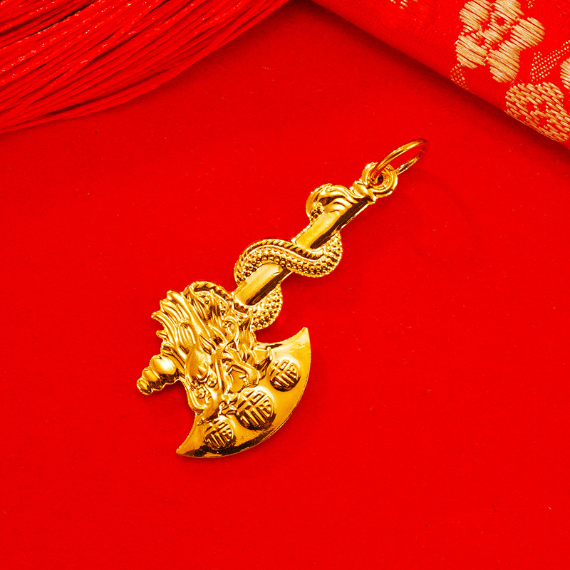 Estilo étnico en línea rojo transmisión en vivo hacha colgante vietnam arena oro hombres y mujeres imitación dragón chino 24k oro joyería al por mayor