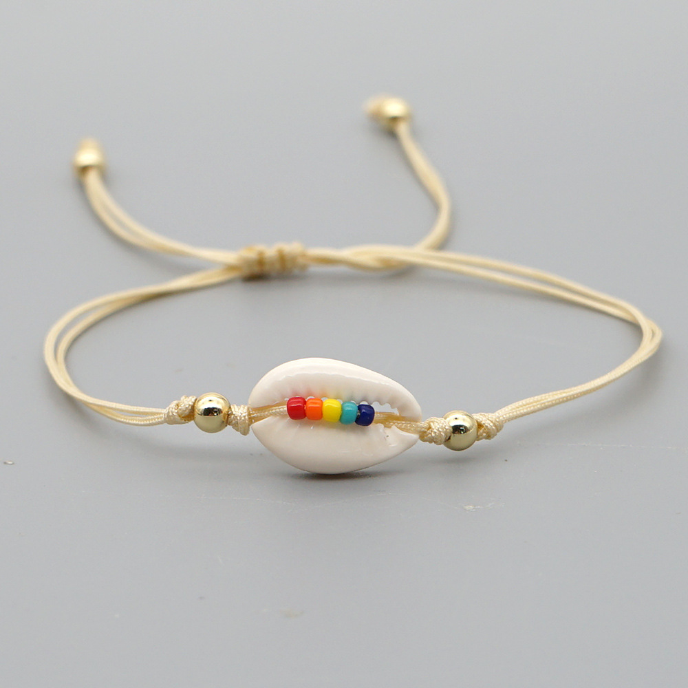 Fashion Niche Fashion Beach Style Rainbow Rice Bead Woven Natural Shell Bracelet For Women display picture 7