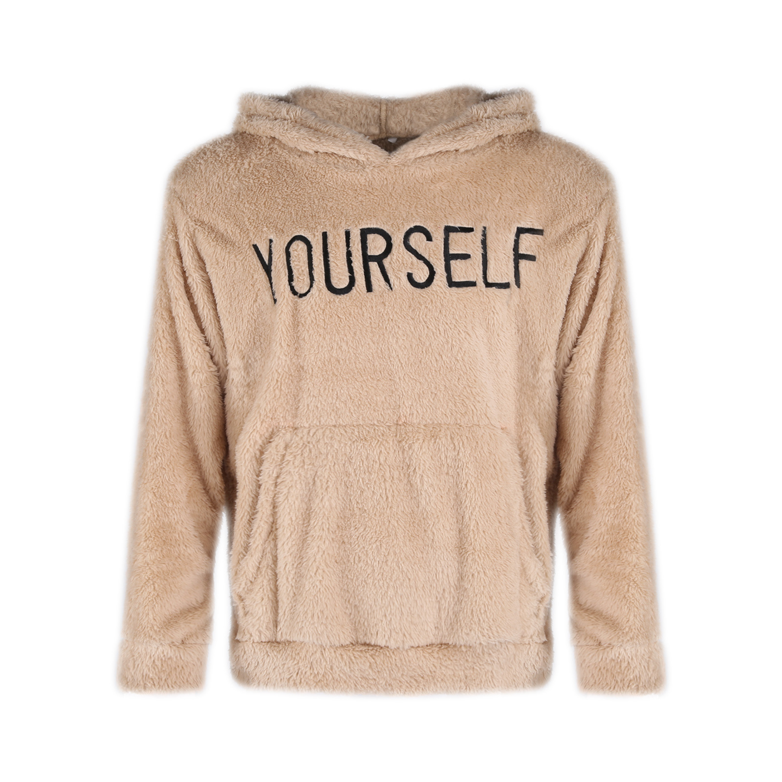 Abbigliamento maschile nuovo autunno e inverno uomo pelliccia cappuccio ricamato colletto tinta unita tasca applicata manica lunga felpa termica_voghion.com