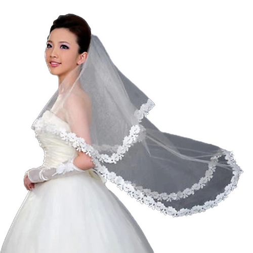 [Wholesale] The bride's wedding dress single -layer princess embroidered veil wedding federation photography etiquette veil