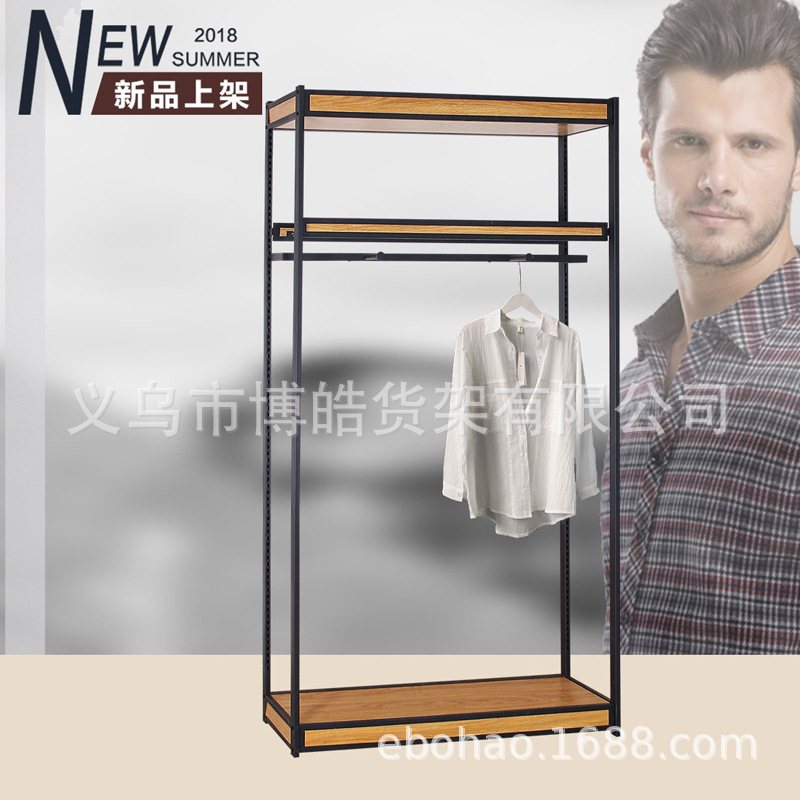 厂家直供新款创意金属服装架可移动分层置物架铁艺服装展示架批发