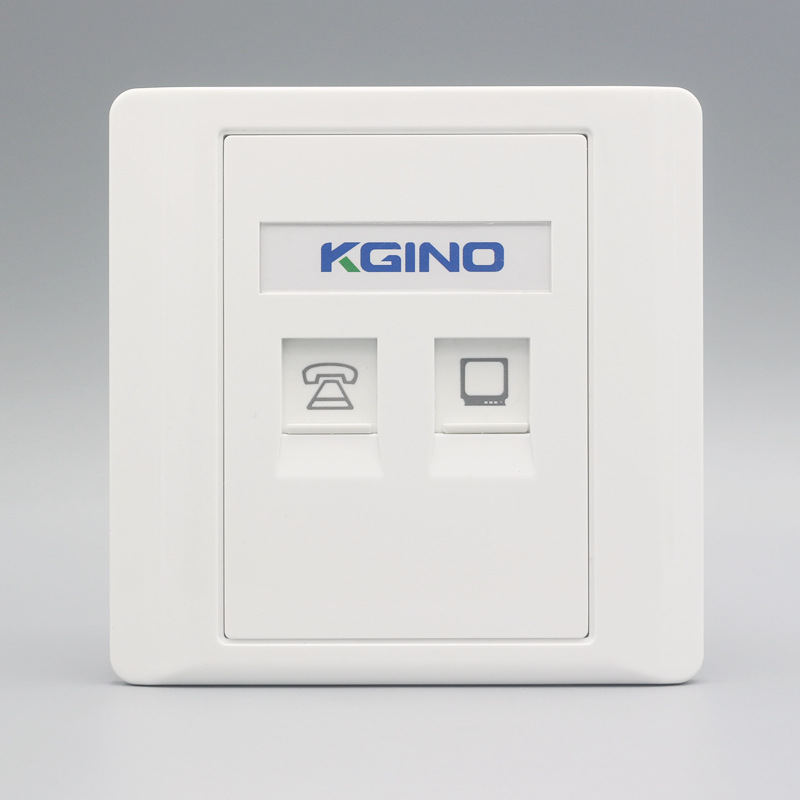 86型雅白电话线插孔TV有线电视加cat3语音信息插座弱电墙壁面板