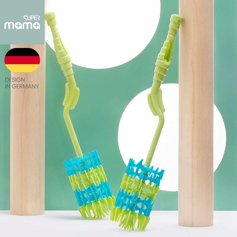 supermama寶寶洗奶瓶的刷子矽膠奶瓶刷子360度旋轉 清潔刷套裝