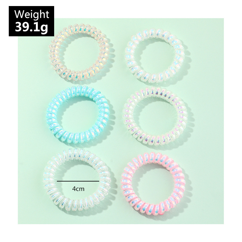 Hair Circle Small Fresh Fluorescent Color Phone Line Hair Rope 6-piece Set Wholesale display picture 1