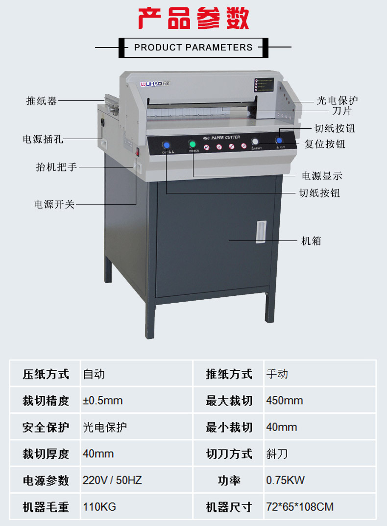 450V+电动切纸机 厚层切纸机 红外定位红外感应切纸机详情图3