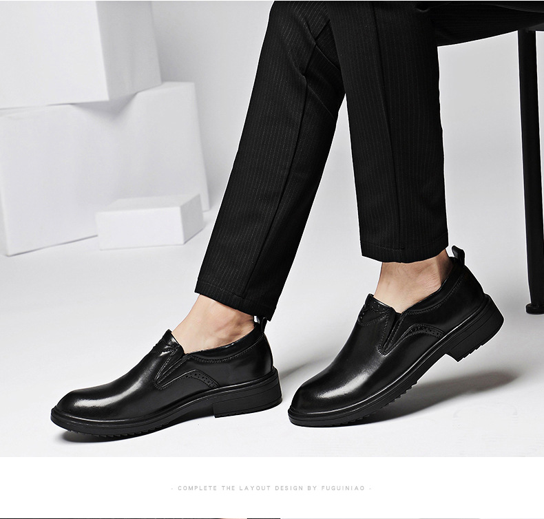 Men's Alligator Pattern Leather Shoes Round Toe Casual Formal_voghion.com