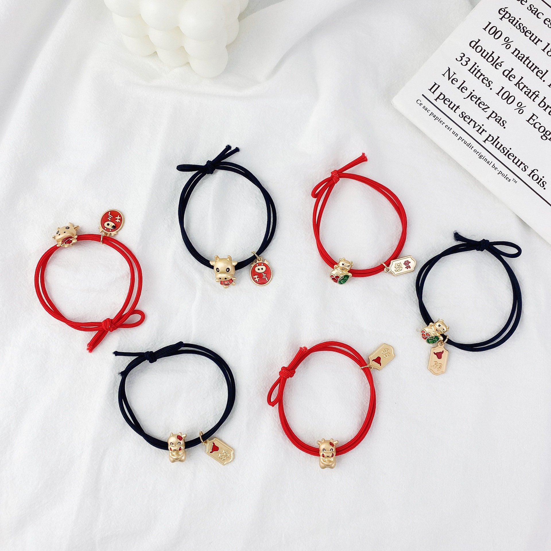 New Year's Red Zodiac Alloy Hair Rope display picture 1