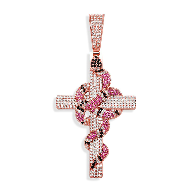 Retro Snake Cross Pendant Necklace