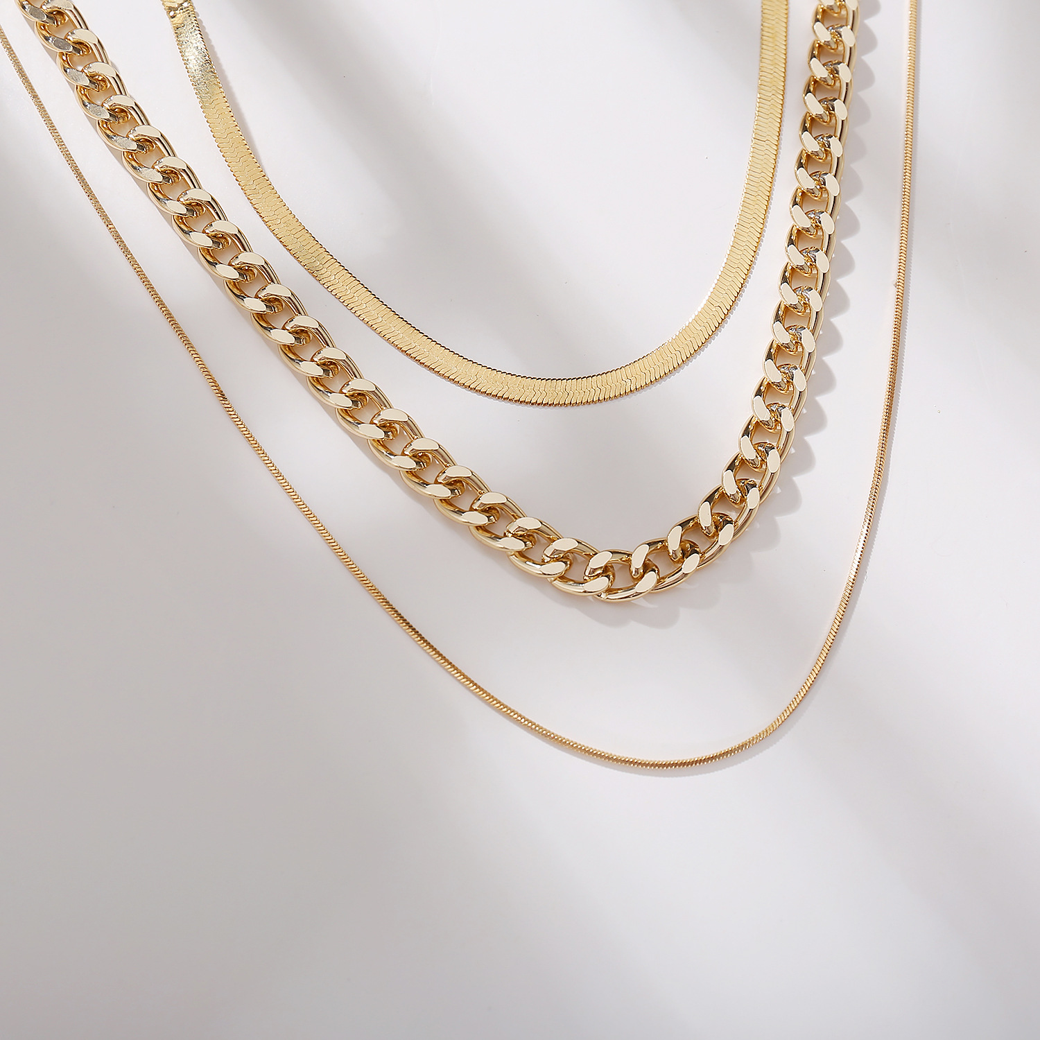 Fashion Simple Multilayer Thick Chain Stacked Kreative Dreischichtige Halskette display picture 5