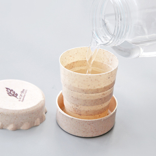 Wheat straw environmentally friendly business trip portable folding water cup travel compression cup student school folding cup drinking water cup