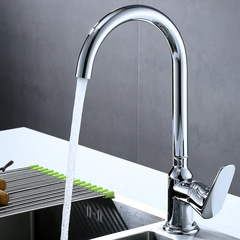Bottle electric plating large bend cold and hot kitchen faucet brass rotating home dishwashing and vegetable basin stainless steel sink faucet