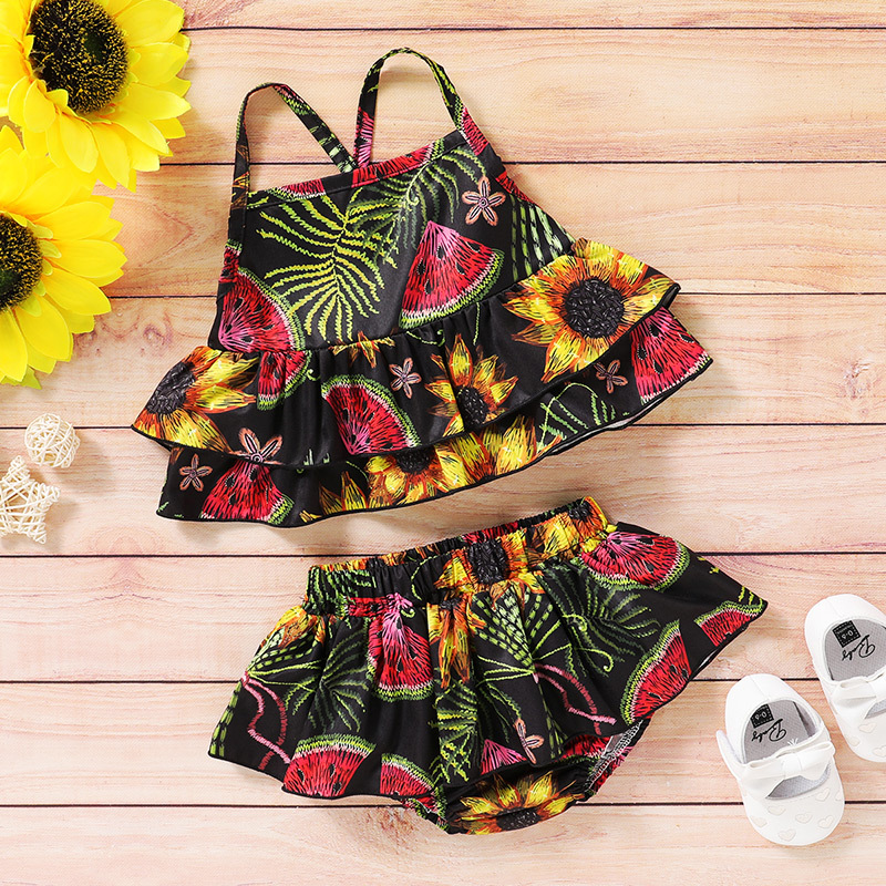 New  Sling Shorts Two-piece Print Fashion Newborn Clothing Set Wholesale display picture 3