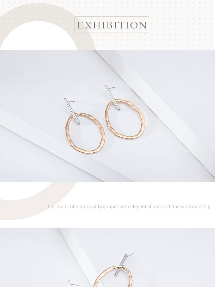 Oval Exaggerated Pendant Two-color Earrings display picture 2