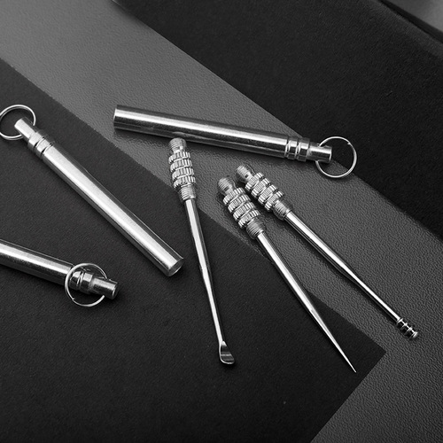 Dental floss, stainless steel storage, ear pick storage, stainless steel toothpick, creative personalized toothpick, outdoor use