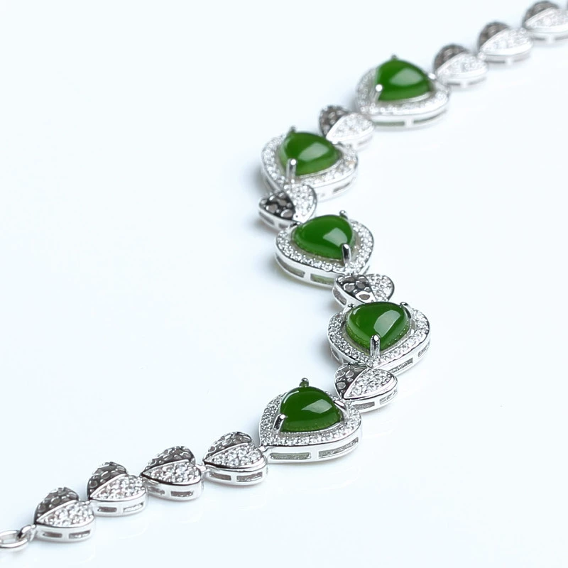 Jasper jade, bracelet, chain, silver 925 sample, Birthday gift
