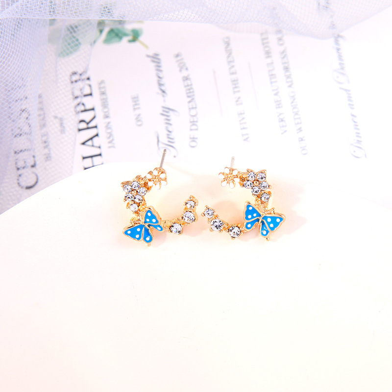 Butterfly Exquisite C-shaped Earring S925 Silver display picture 2