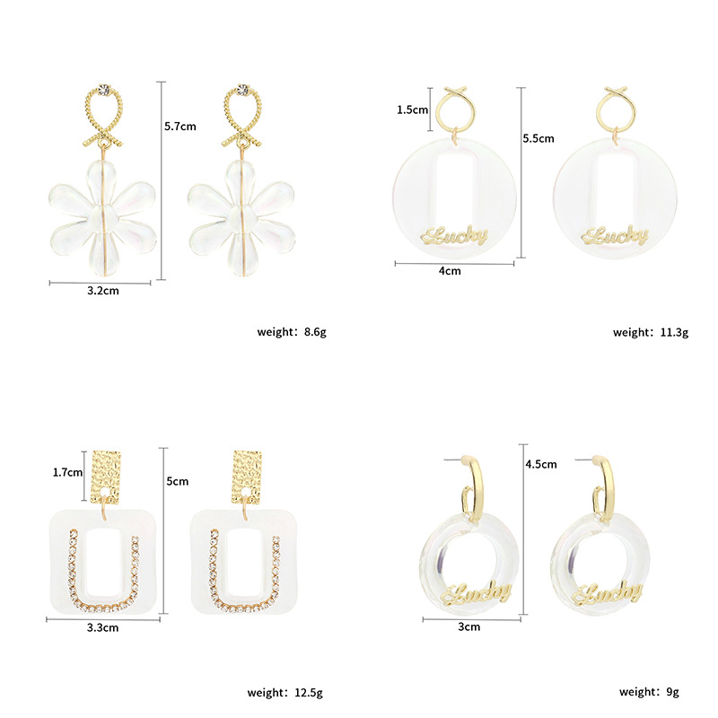 13g Weight Earrings Classification Wedding, Travel Occasion Geometric Pattern Women'S Gender Red, Yellow Color Fashion Crystal Flower Geometric Wild English Letter Ring Bear Earrings Nihaojewelry Wholesale 无