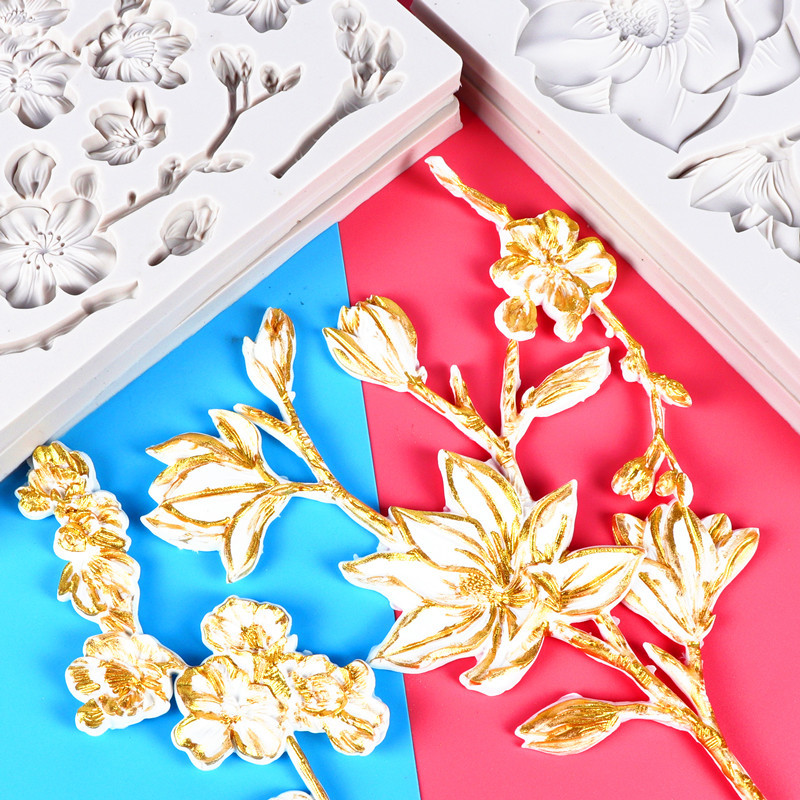 Fondant flor molde Lily silicona molde seco paso pastel hornear molde DIY epoxi molde en stock