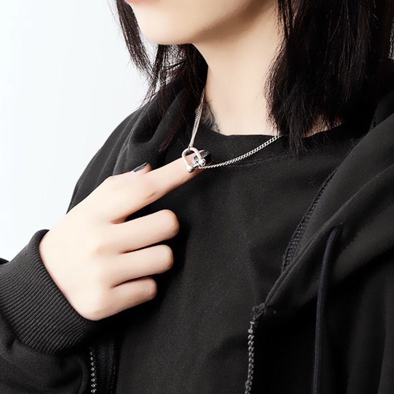 銅鍍銀單車鎖項鏈女小衆設計感ins冷淡風嘻哈個性歐美2020年新款