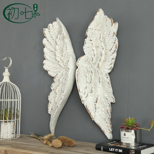 American Retro Angel Wings Wedding Wall Decor, Cafe Artwork Wall Hanging, B&B Vintage Creative Wall Decoration