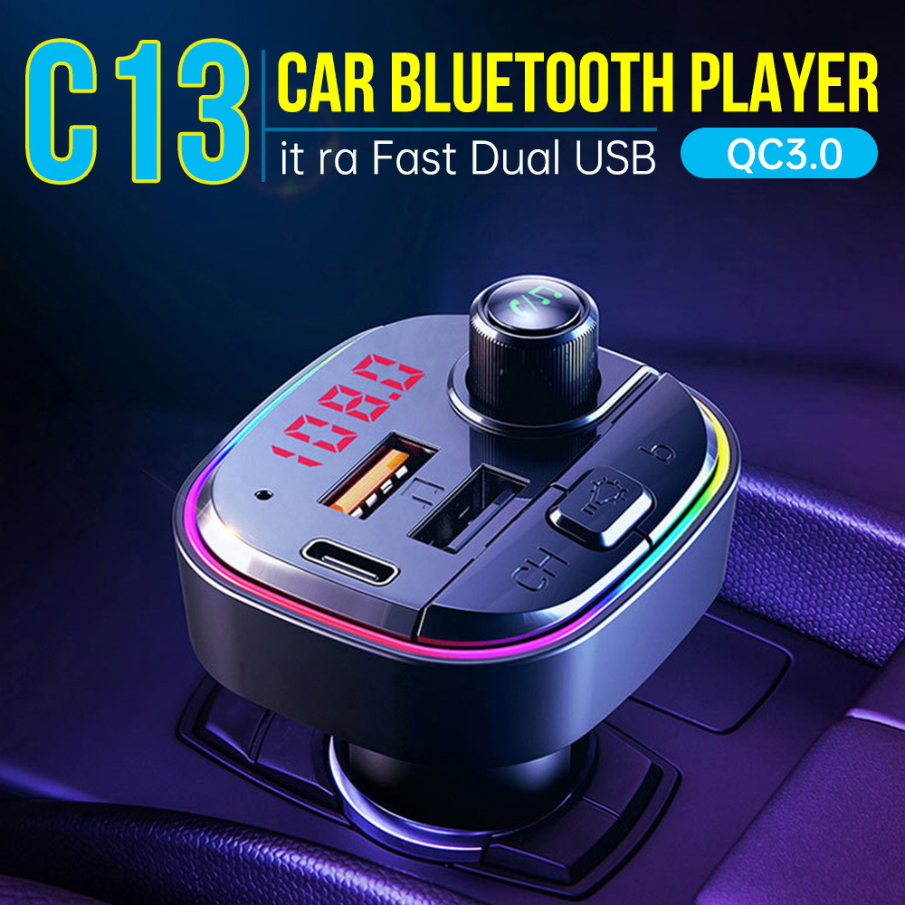 QC3.0 Fast charging Bluetooth on board mp3 Colorful lights C13 Bluetooth on board on speakerphone Type-c charge PD Manufactor