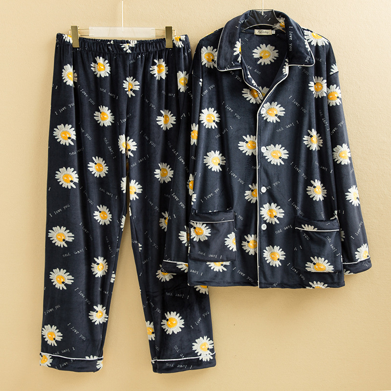 Super soft velvet plus size pajamas men's autumn and winter home clothing 200kg loose warm clothes cardigan long sleeve pants suit