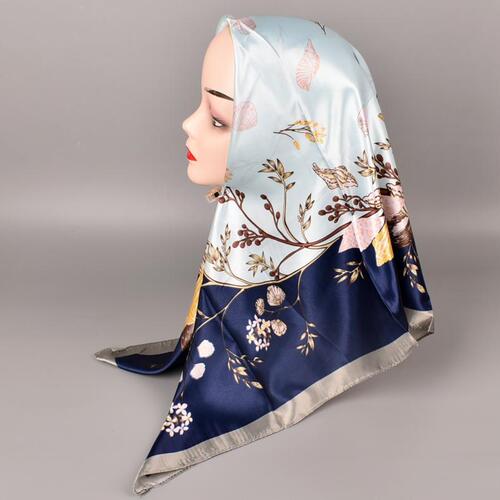  hot selling versatile autumn and winter new style 90*90 floral generous scarf wholesale printed satin scarf scarf