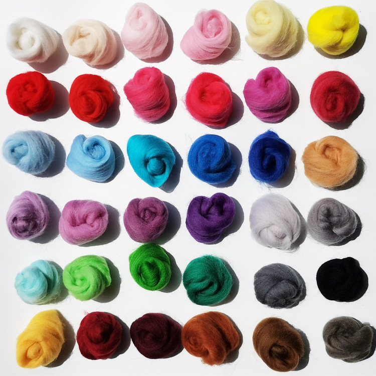 66s Merino color wool strip wool felt stamp music material bag handmade DIY needle felt wet felt