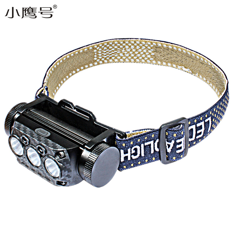 感应头灯夜钓鱼白蓝光充电式大功率远射超亮多光源可换AAA电池|ms