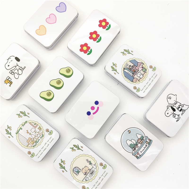 Korean Cute Smiling Face Storage Box Girl's Handbook Sticker Candy Box Storage Jewelry Box Tin Box