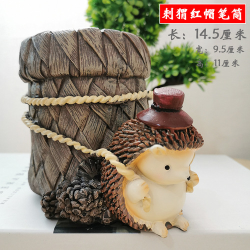 Creative Birthday Gift Student Prize Large Cartoon Hedgehog Pen Holder Office Study Desk Ornament Decor