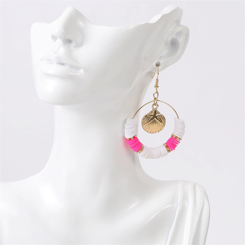 Bohemian Geometric Round Soft Ceramic Shell Earrings Trend Color Beaded Earrings Jewelry Wholesale Nihaojewelry display picture 2