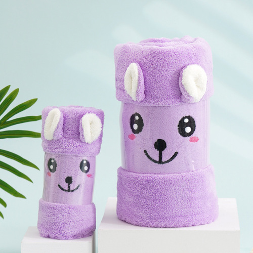 High-density coral velvet ears three-dimensional embroidery towel bath towel animal cartoon Japanese optional towel set gift box gift
