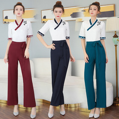 Beautician work clothes for women, autumn and winter, fashionable, high-end, waiter and nurse uniforms, long-sleeved beauty salon front desk medical beauty