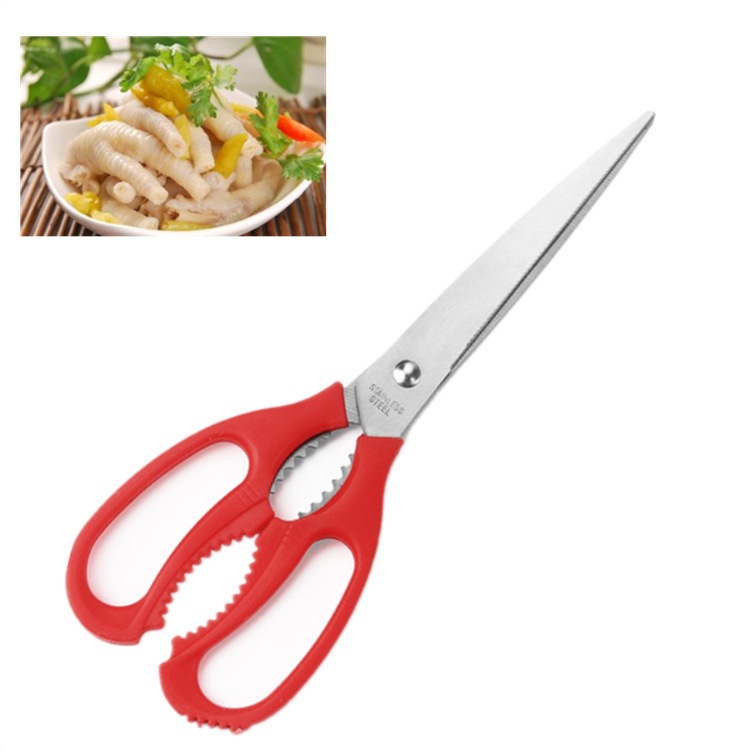 不锈钢厨房剪刀 多功能剪刀 红柄剪刀 韩式烤肉剪刀 厂家现货直销