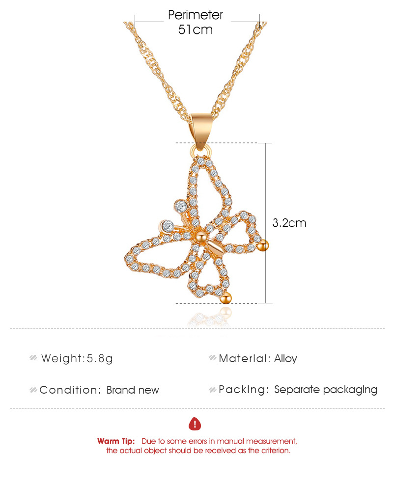 New Necklace Retro Micro-set Zircon Butterfly Clavicle Chain Hollow Full Diamond Butterfly Pendant Necklace Wholesale Nihaojewelry display picture 1