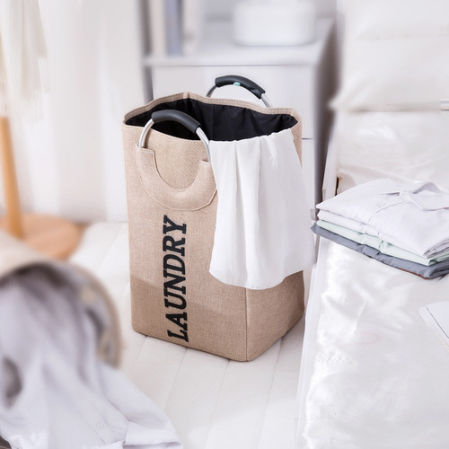 Source manufacturer foldable dirty clothes basket Japanese style household dirty clothes Lou cotton and linen waterproof dirty clothes storage laundry basket