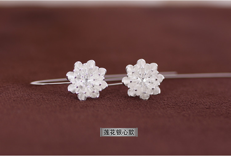 Pendientes de plata esterlina s925 pendientes Tailandia artesanía moda temperamento Lotus pendientes de plata esterlina joyería de plata al por mayor
