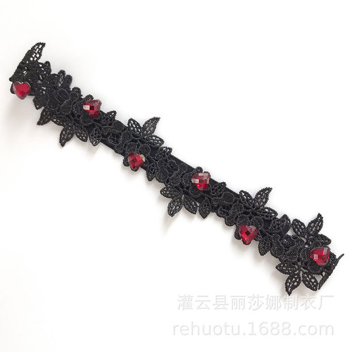 T2 Hot Rabbit new handmade bridal lace leg ring set red rose flower garter sexy ring pair