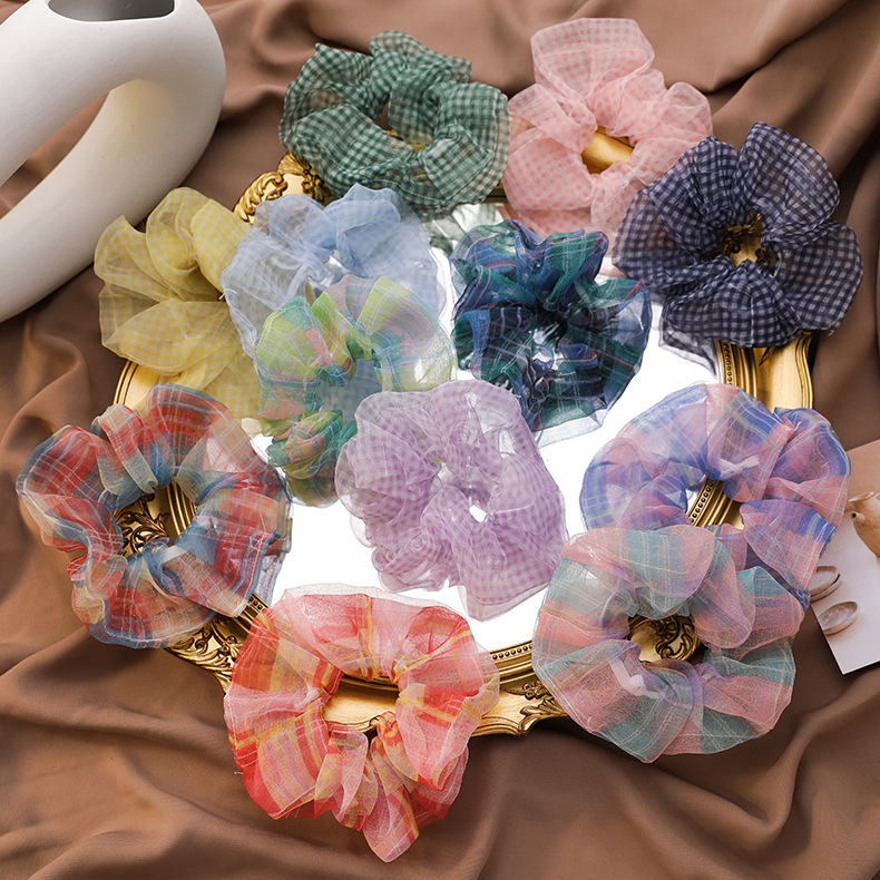 Fashion Large Intestine Hair Circle Hair Scrunchies Mori Chiffon Silk Yarn Small Fresh Sweet Hair Rope Rubber Band display picture 29