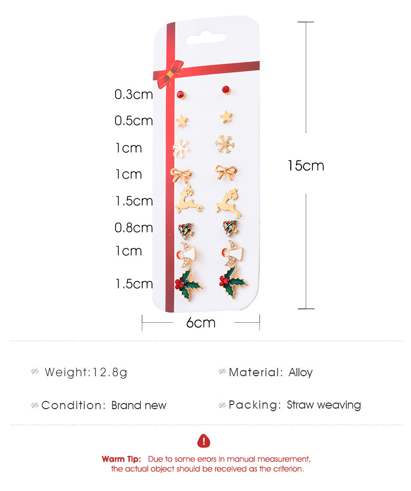9g Weight Christmas Festival Women's Gender Cute Style Cute Earring Sets 3