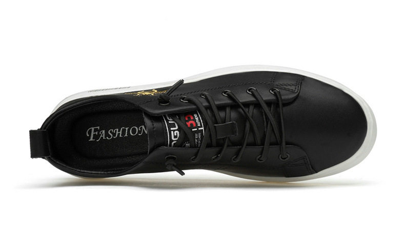 Giày sneaker nam da bò cổ thấp đế bệt, giày thể thao thoáng khí tăng chiều cao — S920 màu trắng, S920 đen chi tiết 36