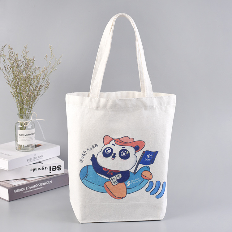 批发定做单肩方底帆布袋 彩印卡通手提袋 购物棉布袋帆布包印LOGO