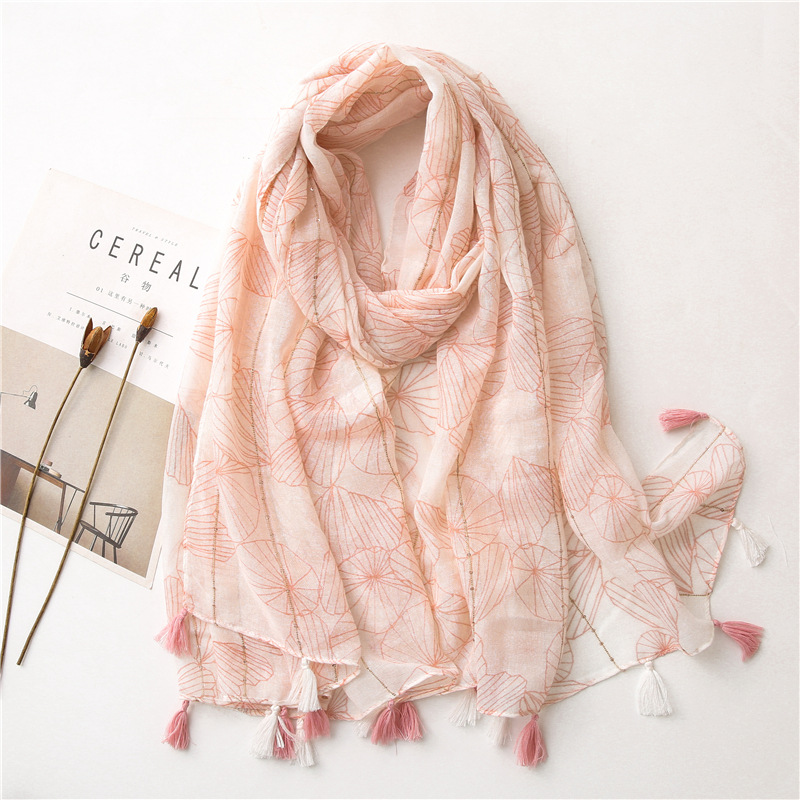 Pink Sequins Long Tassel Scarf display picture 3