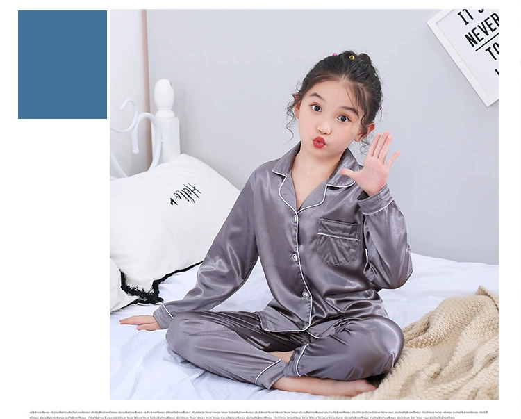 NEW Autumn Children cardigan Pajamas set teen long sleeve silk sleepwear Kids Girls Home Clothes 2pcs Suit Children's Pyjamas night gowns cheap