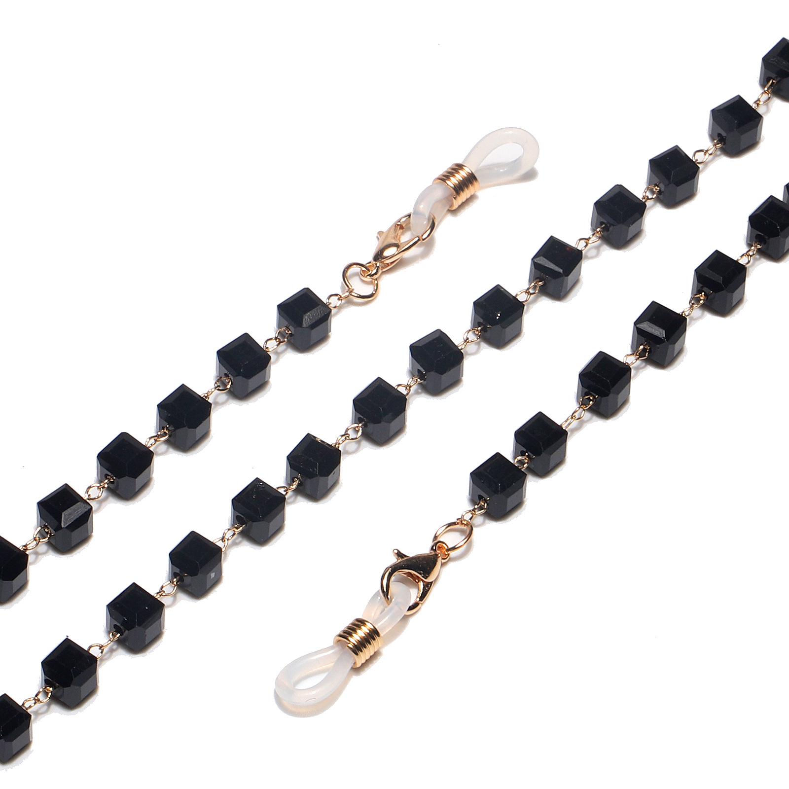 Metal Material Plating Design Golden Square Crystal Chain Handmade Sun Glasses Chain Travel Fashion Sunglasses Non-slip Lanyard