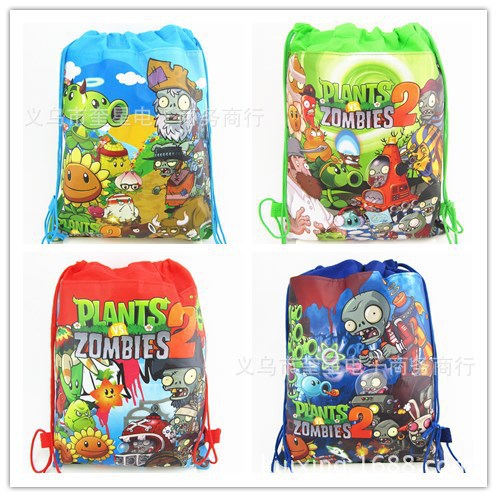 植物大战僵尸儿童抽绳束口袋无纺布玩具零食收纳袋卡通可爱小背包