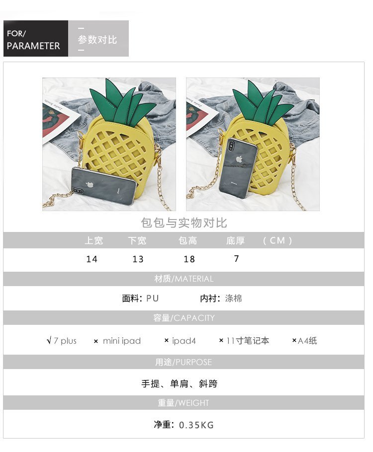 Pineapple Pu Creative Shoulder Bag display picture 8