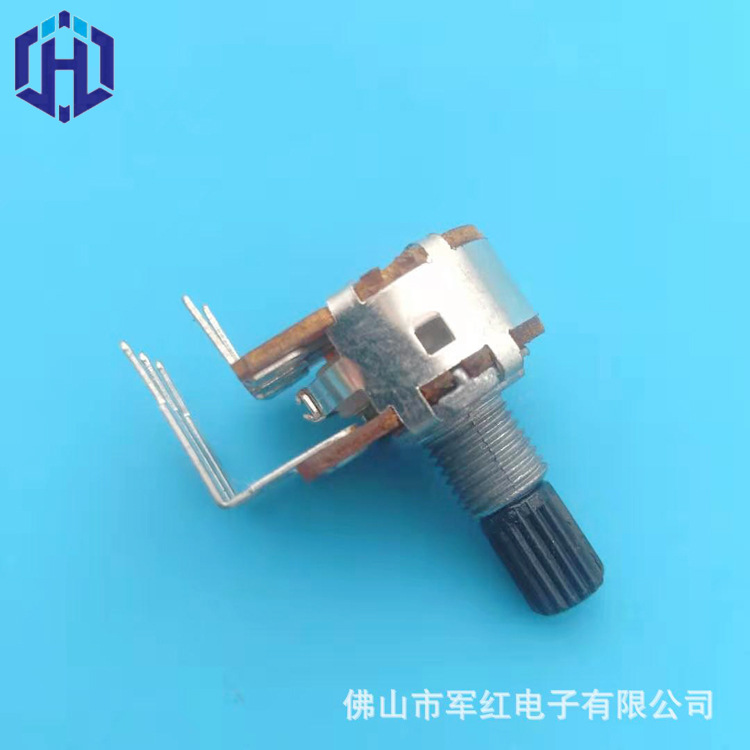 供应148双联弯脚音量调节电位器 碳膜绝缘柄旋转电位器b50k