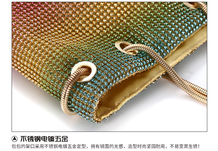 Portable Dinner Bag Diamond Evening Bag Bucket Clutch Multifunctional Rainbow Element display picture 8